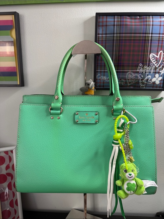 kate spade Handbags - kate spade Wellesley Quinn Emerald Green Leather Satchel with Playful Charm